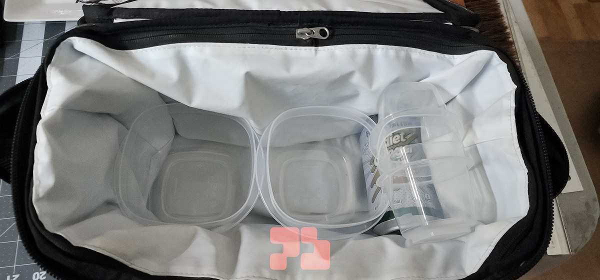Photo showing several containers as an example of how much room I still have.